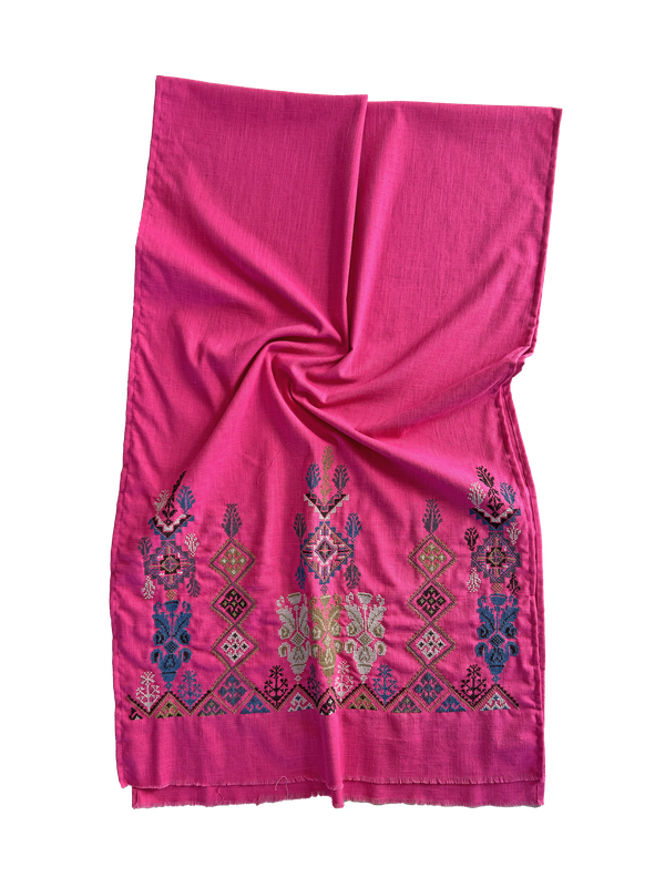 Pink Hand Embroidered Scarf