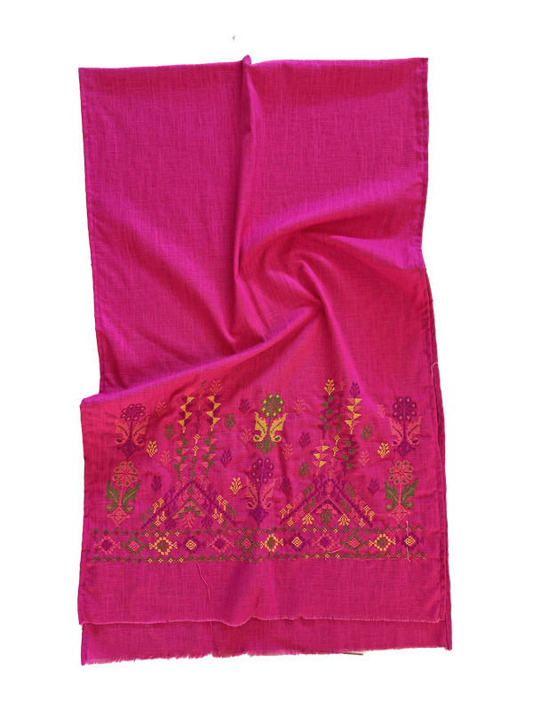 Pink Hand Embroidered Scarf