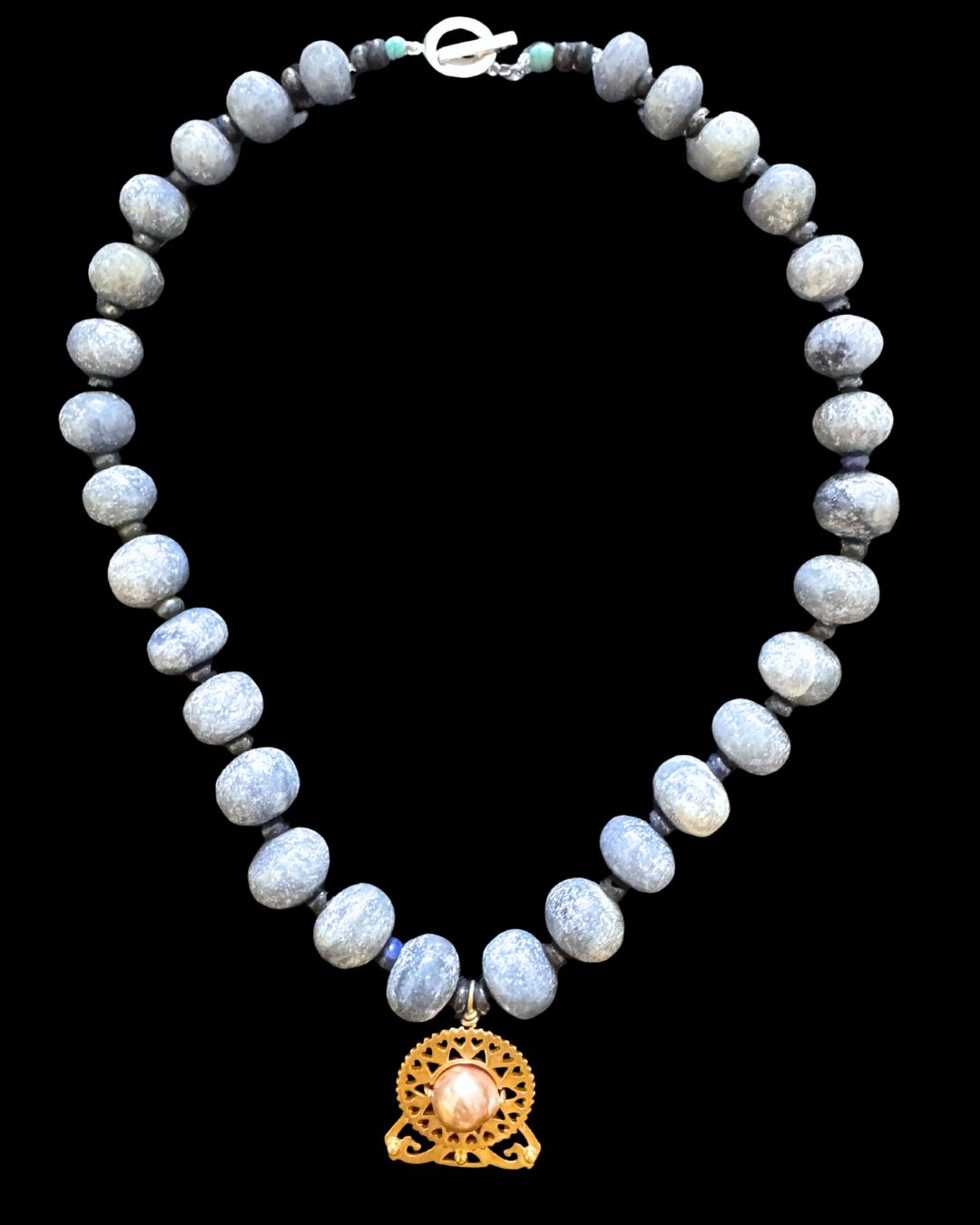 Gemstone Necklace with Byzantine Motif