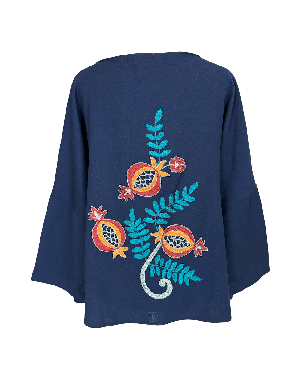 The Ottoman Boxy in Navy Blue, Embroidery Style: Pomegranates