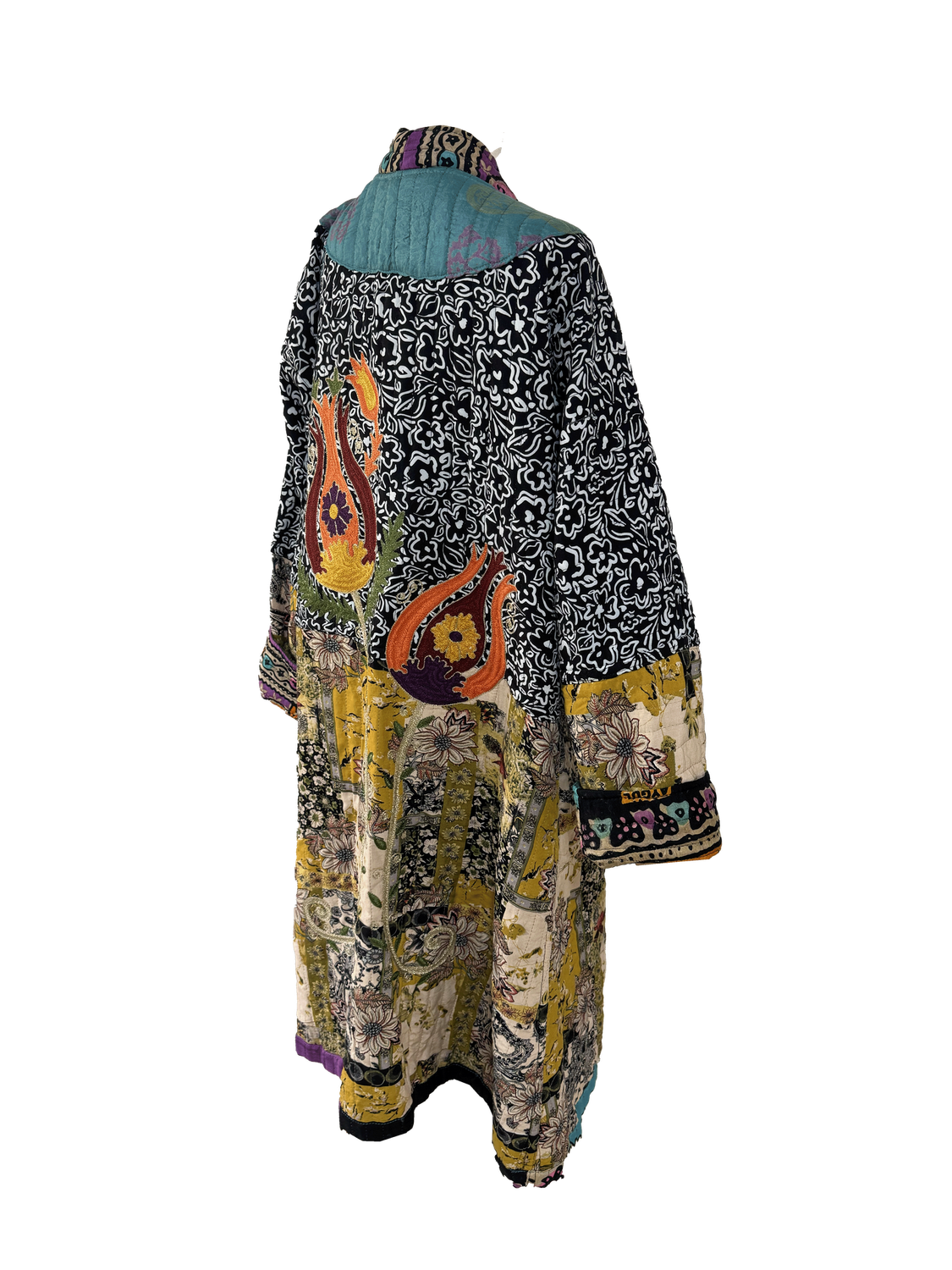 Multicolour Silk Abaya with Aghabani Embroidery