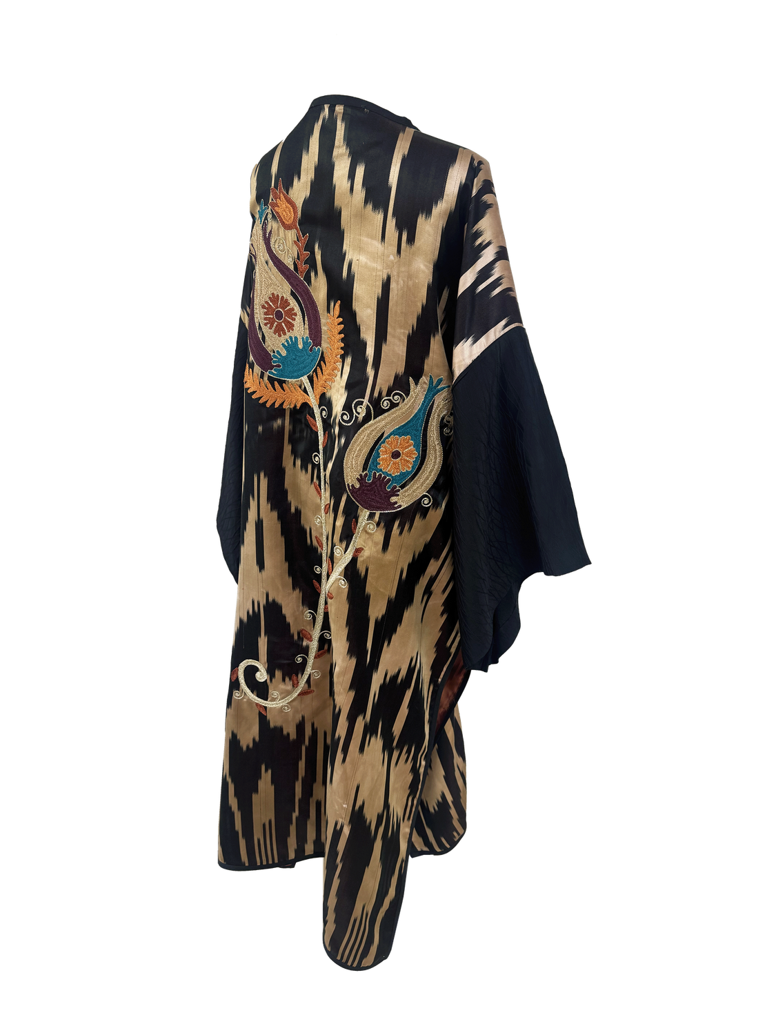 Silk Aghabani Abaya with Tulip Embroidery