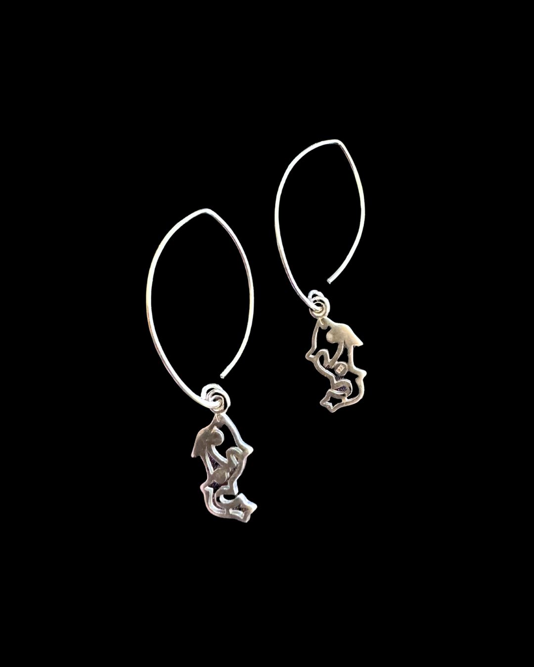 Silver Jerash Fish Hoop Earrings