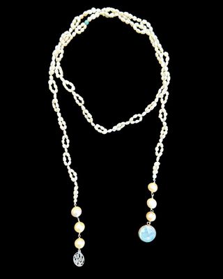 Pearl Tie Necklace with Salam Word