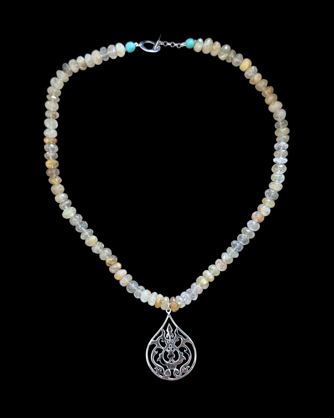Citrine Necklace With Arabesque Pendant