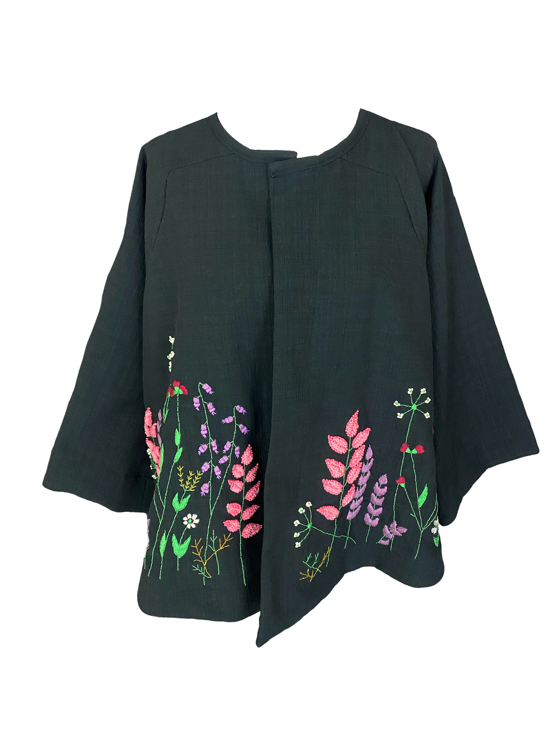 Nadia Dajani x UNHCR Kimono Jacket With Colourful Hand Embroidery on the Front