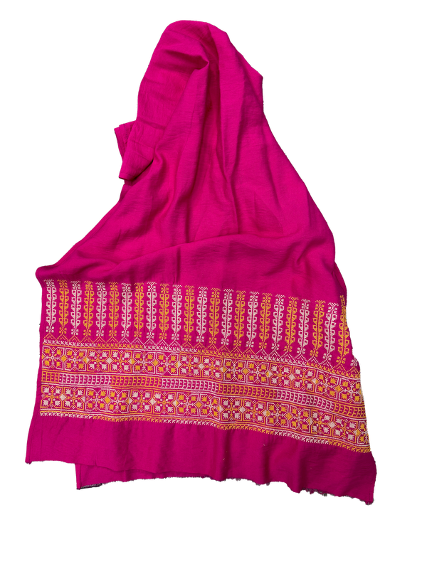 The Embroidered Scarf in Pink