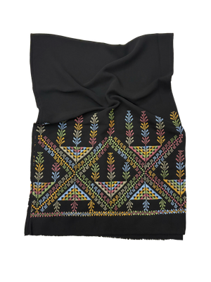 The Embroidered Scarf in Black