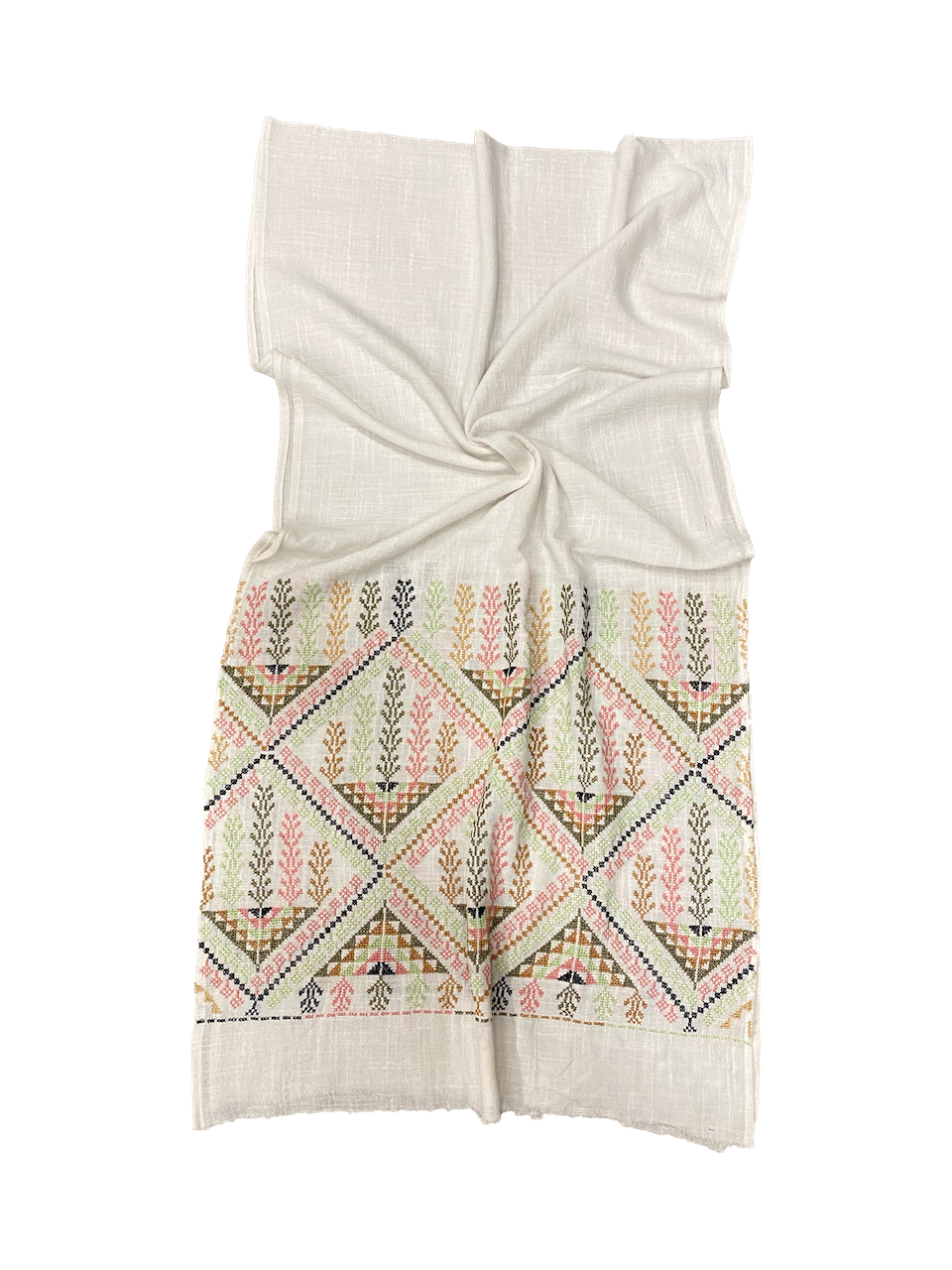 The Embroidered Scarf in Cream