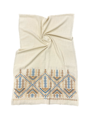 The Embroidered Scarf in Cream