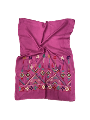 The Embroidered Scarf in Magenta