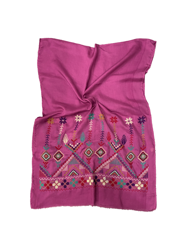 The Embroidered Scarf in Magenta