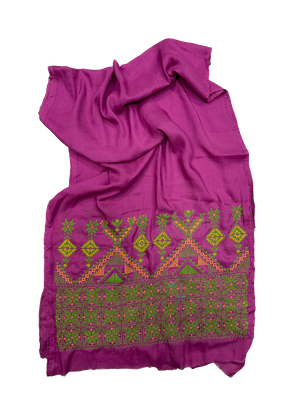 The Embroidered Scarf in Magenta