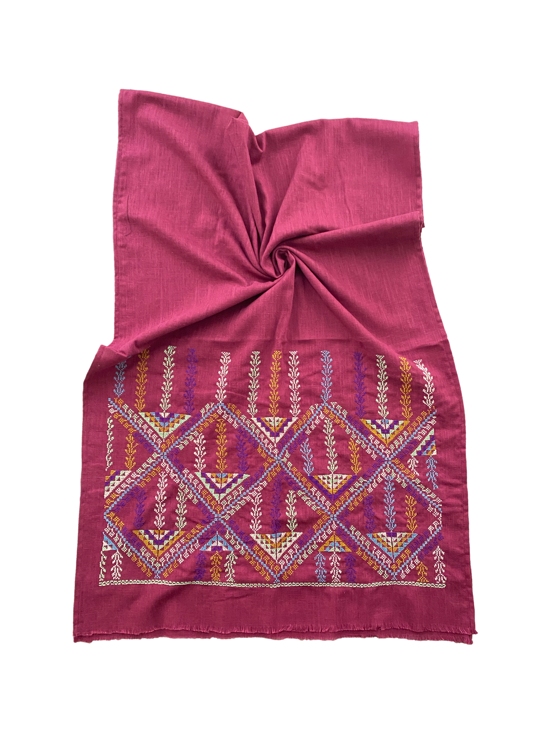 The Embroidered Scarf in Red