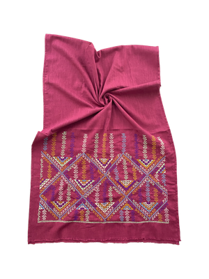 The Embroidered Scarf in Red