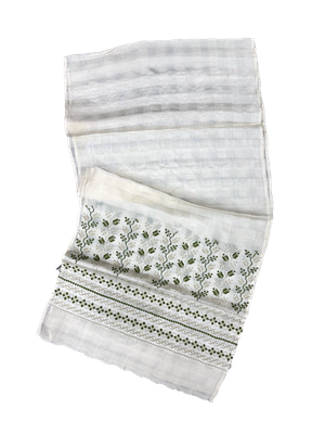 The Embroidered Silk Scarf in White