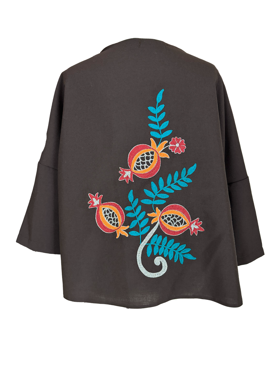 The Ottoman Boxy in Aubergine, Embroidery Style: Pomegranates 1