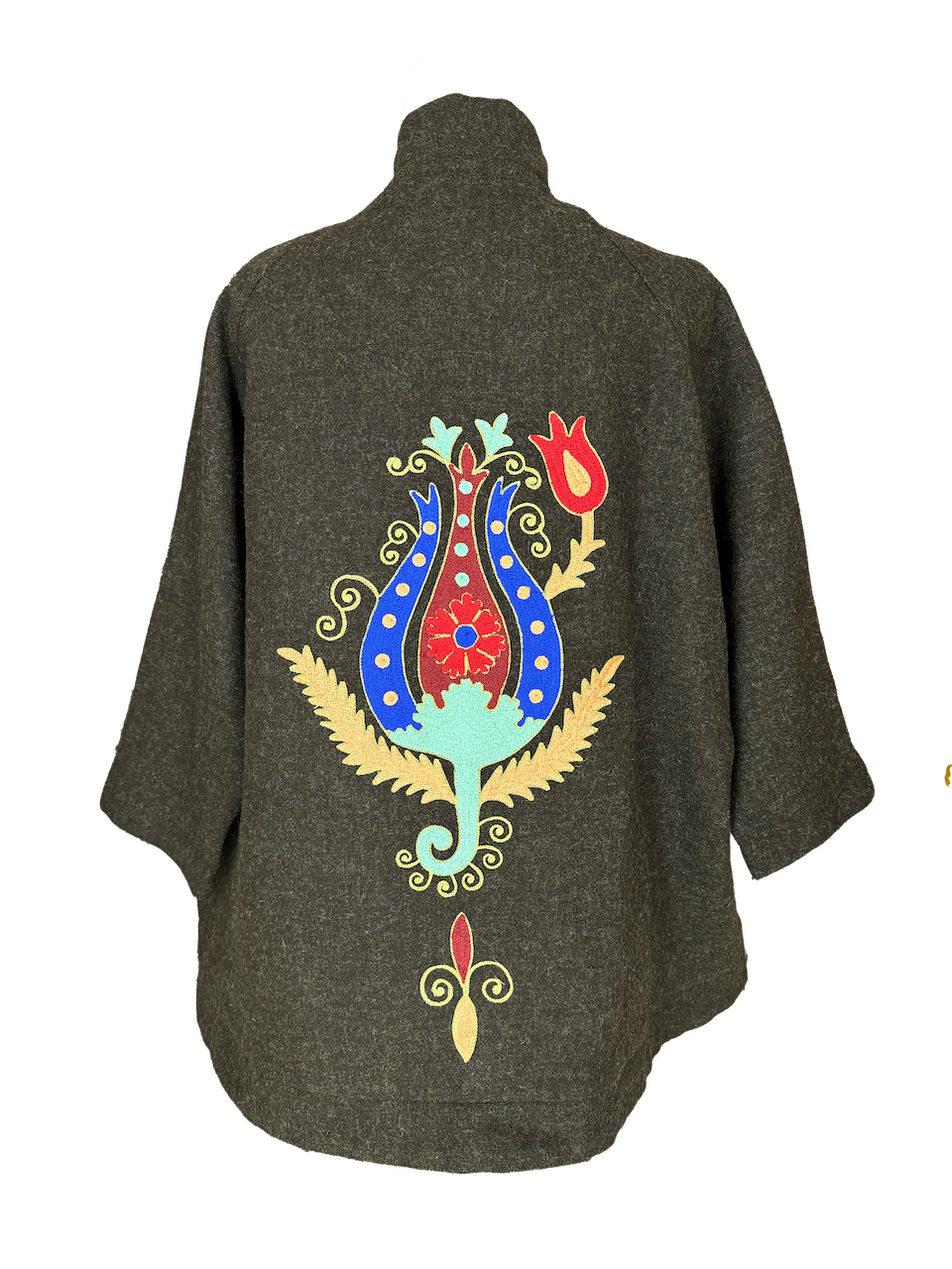 The Ottoman Round Jacket in Dark Brown, Embroidery Style: Pomegranates 1