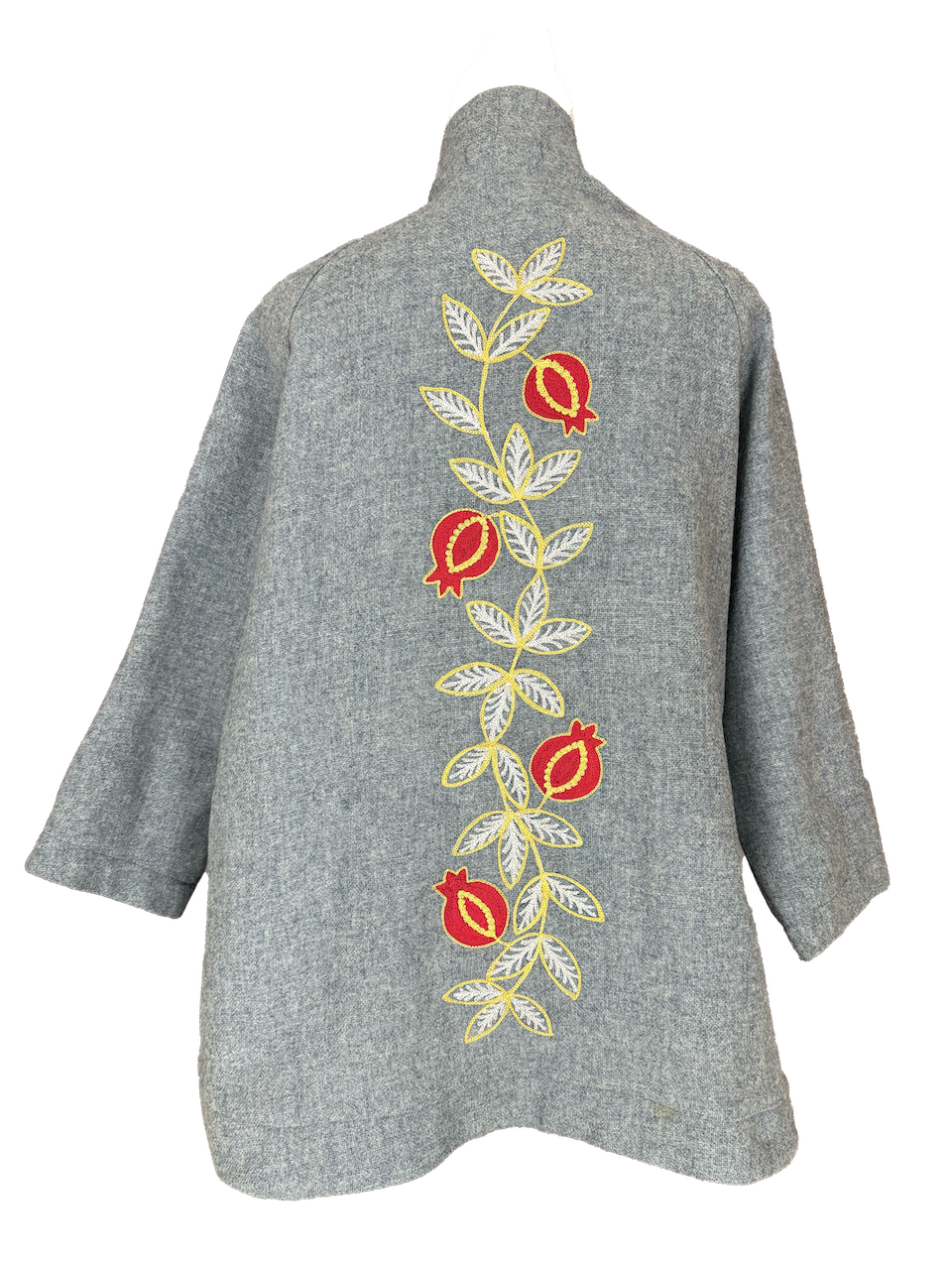 The Ottoman Round Jacket in Grey, Embroidery Style: Pomegranates 1