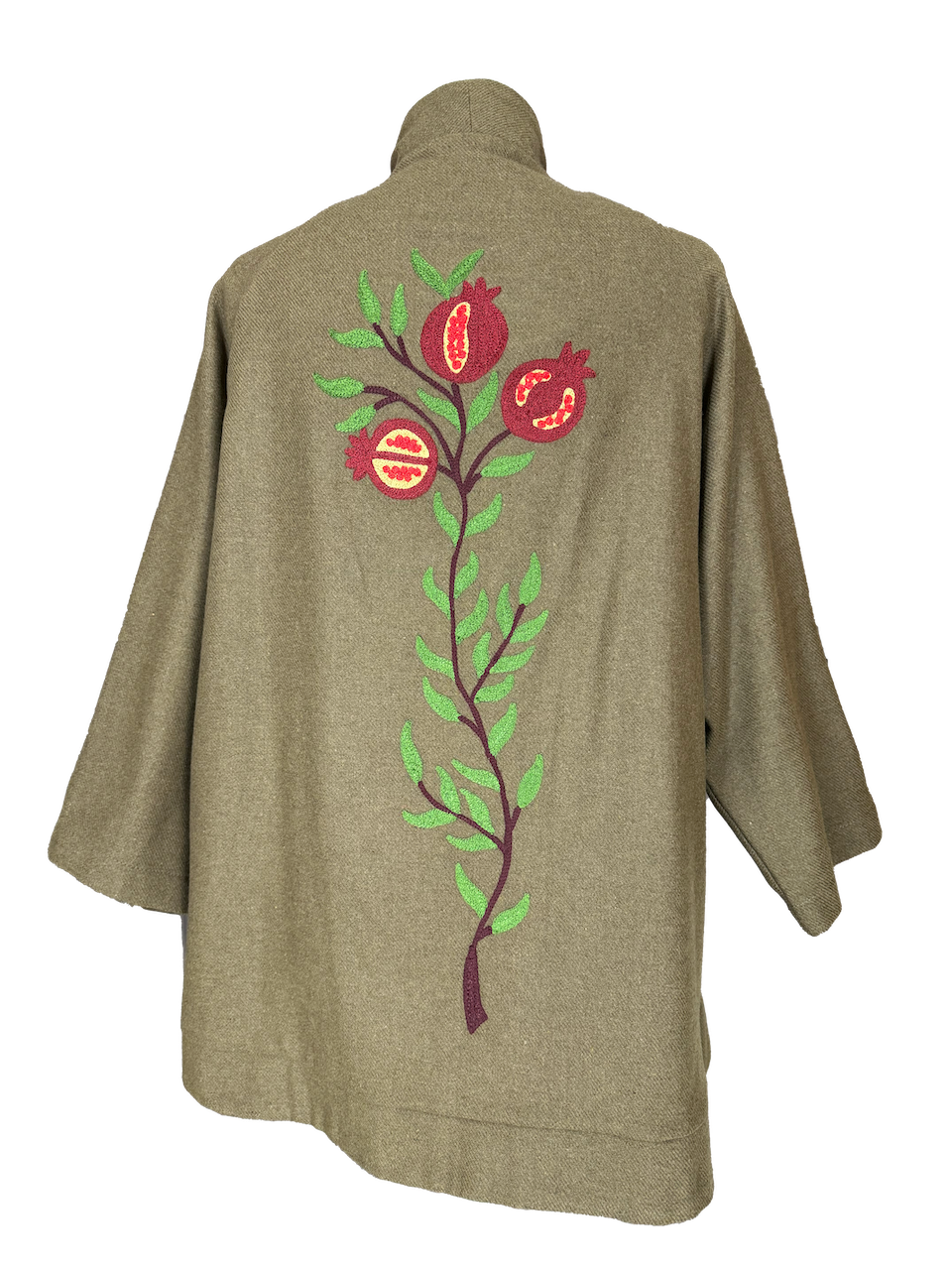 The Ottoman Round Jacket in Light Brown, Embroidery Style: Pomegranates 1