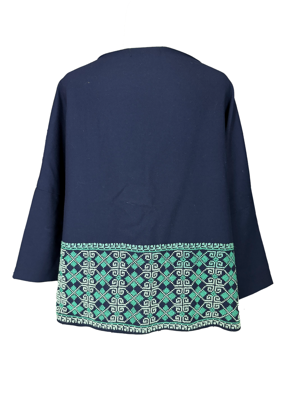 The Heavily Embroidered Boxy in Navy Blue, Embroidery Style: Turquoise Embroidery