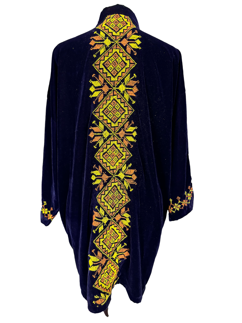 The Cascade Jacket in Purple Velvet, Embroidery Style: Embroidery on Back and Sleeves