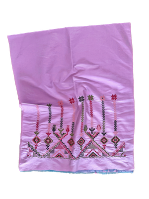 The Embroidered Double Width Thai Silk Scarf in Light Pink