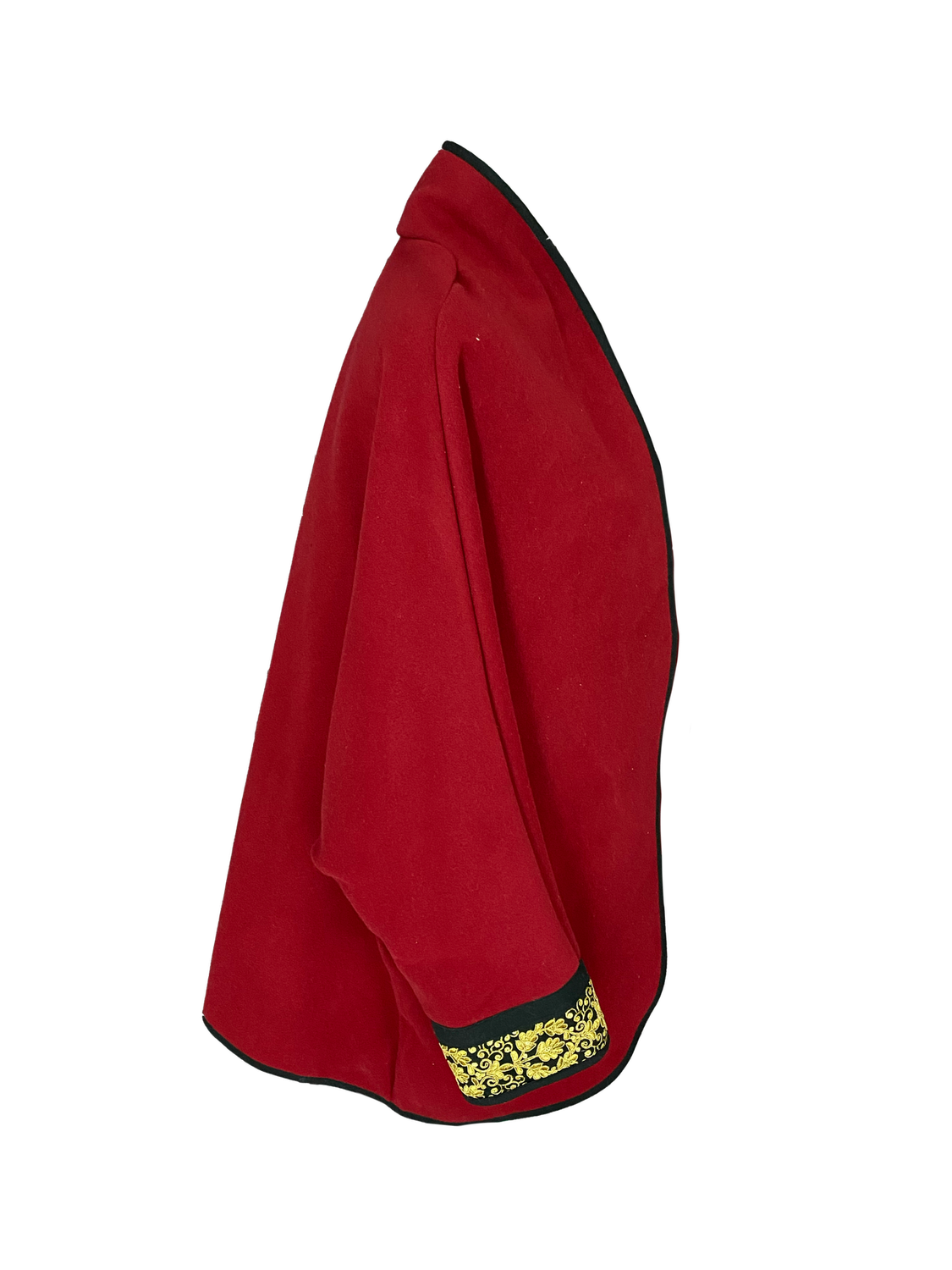 The Round Jacket in Burgundy, Embroidery Style: Gold