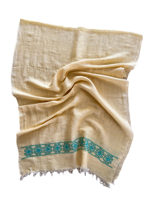 The Embroidered Egyptian Cotton Scarf in Yellow