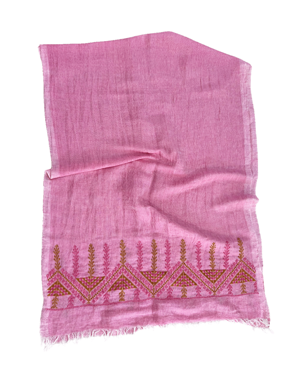 The Embroidered Egyptian Cotton Scarf in Pink