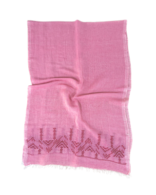 The Embroidered Egyptian Cotton Scarf in Pink