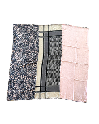Hatta and Two Fabric Scarf in Baby Pink Leopard Print