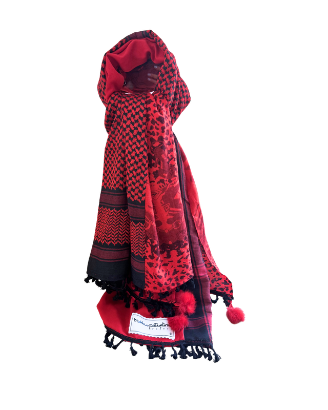 Hatta and Two Fabric Scarf in Red