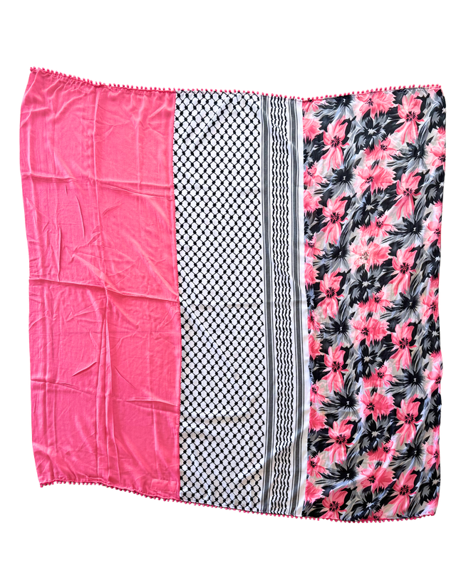 Hatta and Two Fabric Scarf in Pink and Black Floral