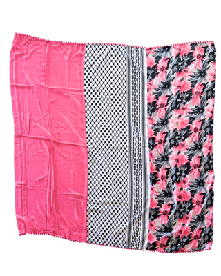 Hatta and Two Fabric Scarf in Pink and Black Floral