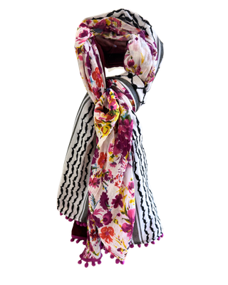 Hatta and Two Fabric Scarf in Burgundy