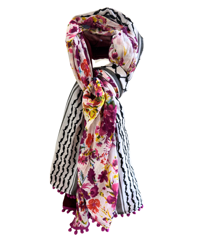 Hatta and Two Fabric Scarf in Burgundy