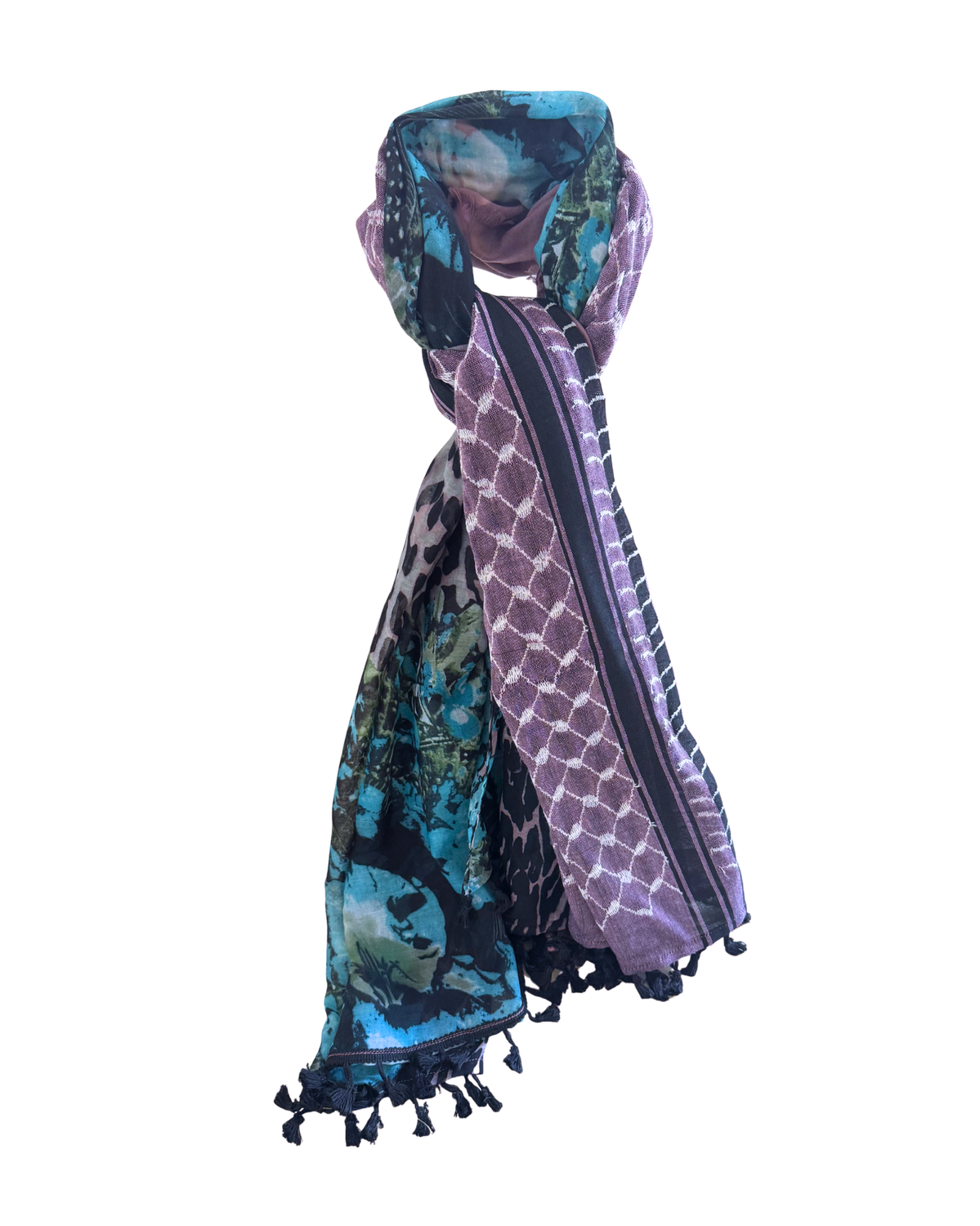 Hatta and Two Fabric Scarf in Blue and Lavender