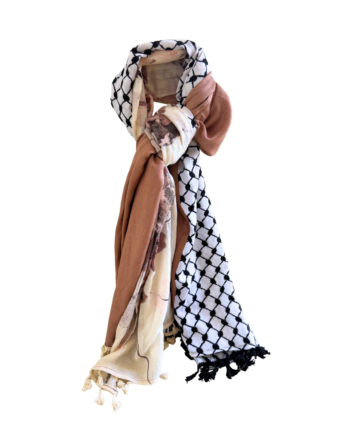 Hatta and Two Fabric Scarf in Mauve