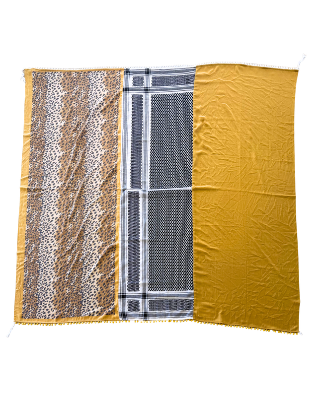 Hatta and Two Fabric Scarf in  Mustard