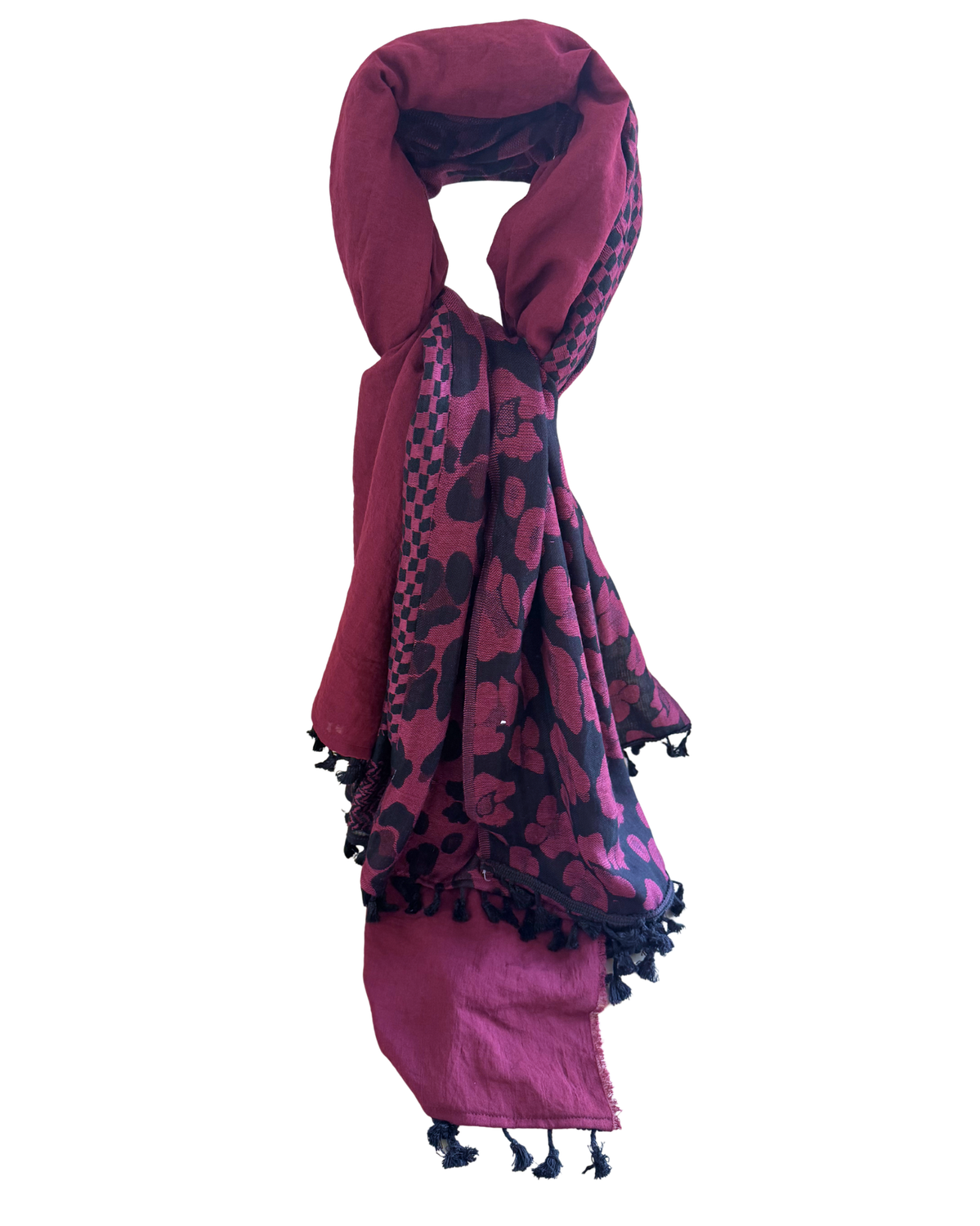 Hatta and Two Fabric Scarf in Dark Purple