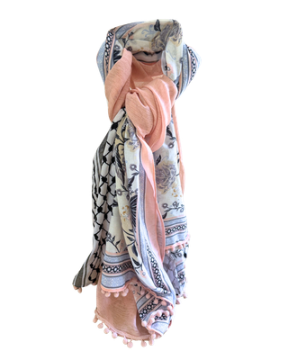 Hatta and Two Fabric Scarf in Pastel Pink