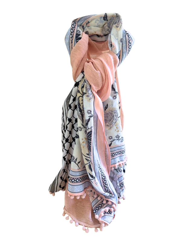 Hatta and Two Fabric Scarf in Pastel Pink