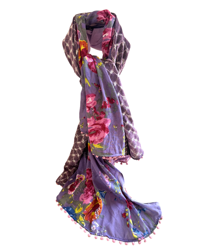 Hatta and Two Fabric Scarf in Purple