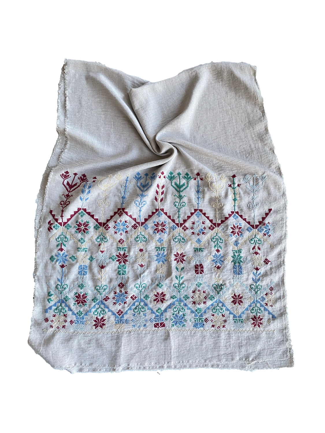 The Embroidered Scarf in Light Grey