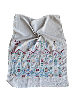 The Embroidered Scarf in Light Grey