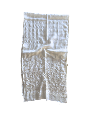 The Embroidered Silk Scarf in White with Heavy Embroidery