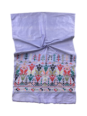 The Heavily Embroidered Thai Silk Scarf in Lavender