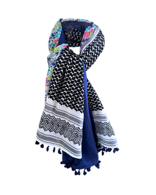 Hatta and Two Fabric Scarf in Dark Blue