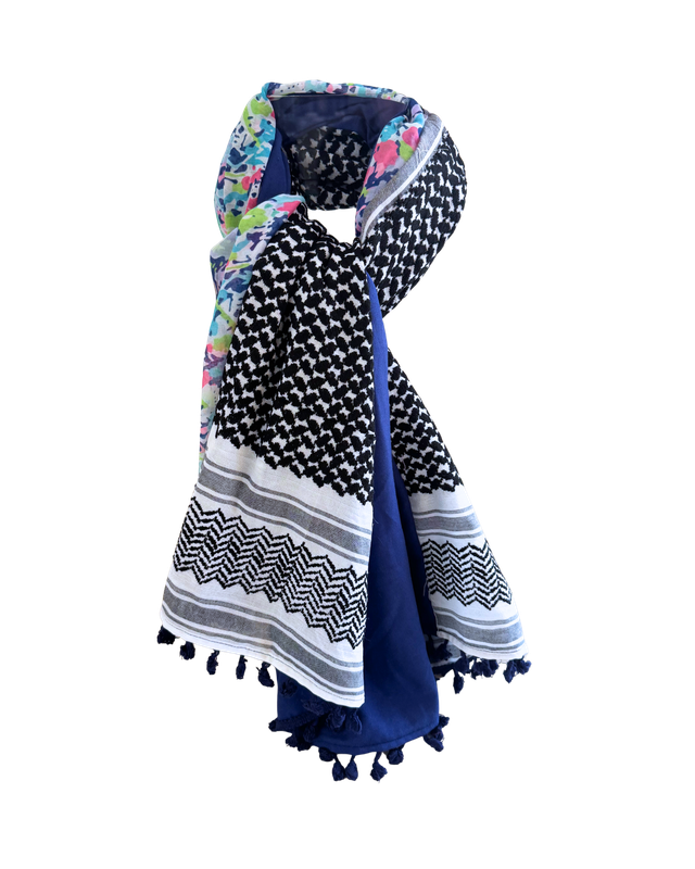 Hatta and Two Fabric Scarf in Dark Blue